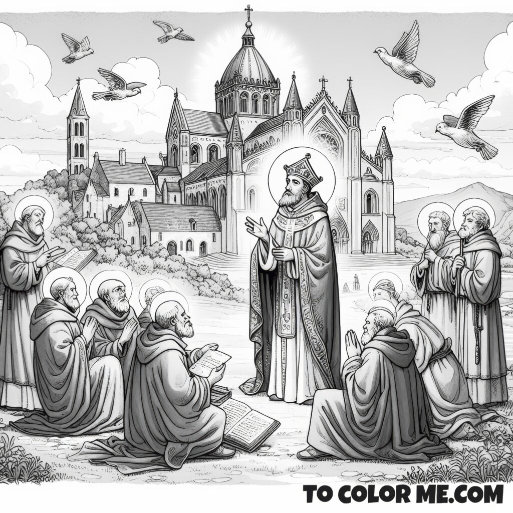 Holy Helper: Saint Giles Coloring Page