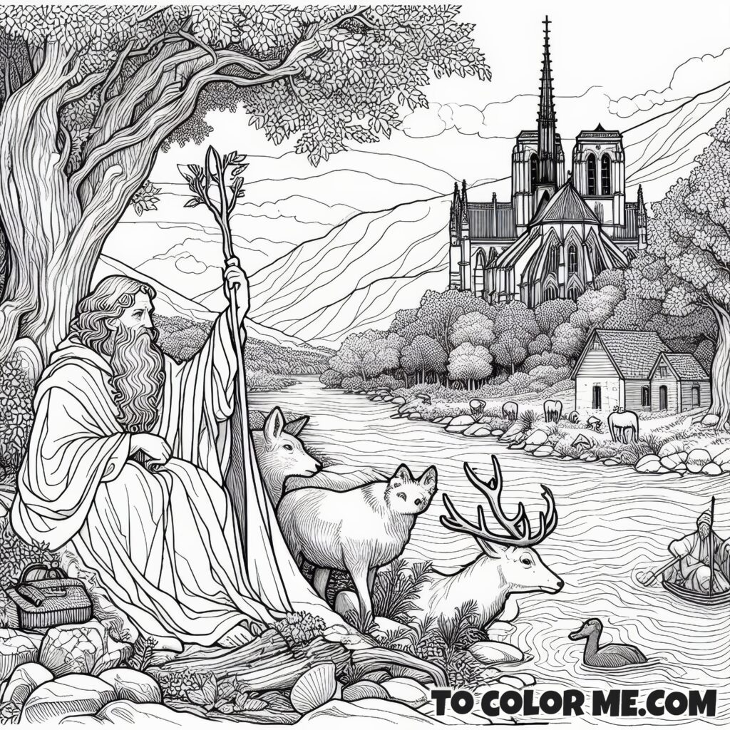 Red Deer Saint: Giles Coloring Sheet