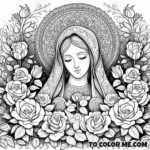 Catholic Mystical Rose: Holy Name of Mary Coloring Page