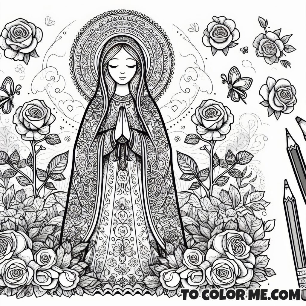 Our Lady's Name: Catholic Mystical Rose Coloring Activity