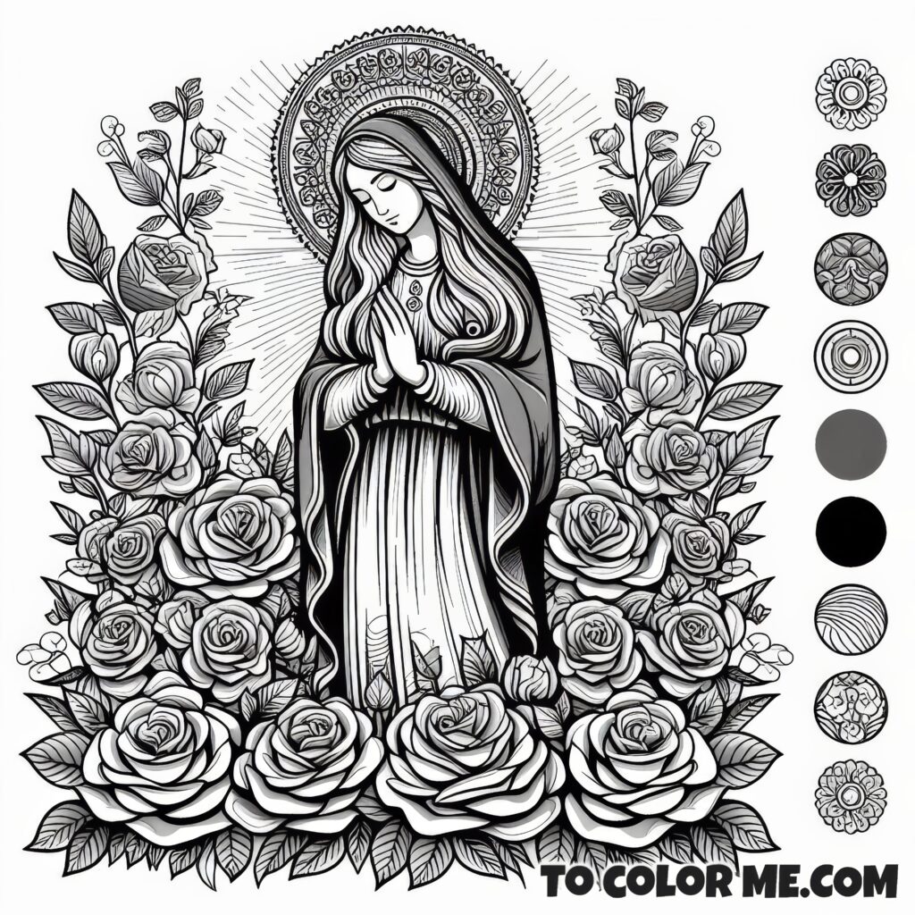 Star of the Sea: Mystical Rose Catholic Coloring Sheet