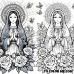 Christian Victory Symbol: Mystical Rose Mary Coloring Page