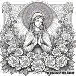 Catholic Tradition: Mystical Rose of Mary Coloring Activity