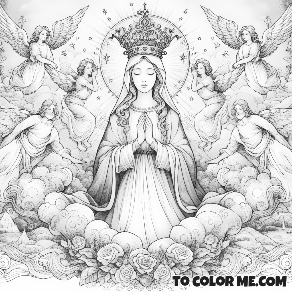 Our Lady's Coronation: Queen of Heaven Catholic Coloring