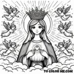 Venerate Our Heavenly Queen: Mary Coloring Page for All Ages