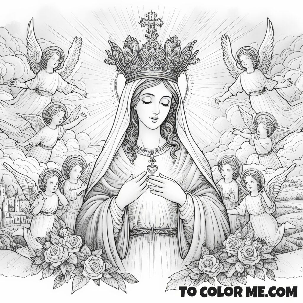 Salvation History: Queen Mary Holy Name Coloring Sheet