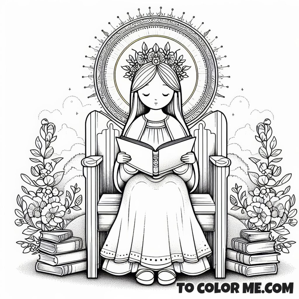 Catholic Seat of Wisdom: Holy Name of Mary Coloring Page