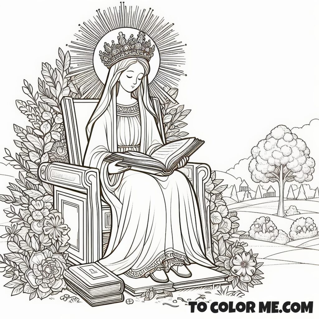 Venerate the Wise Virgin: Holy Name Catholic Coloring Page