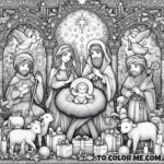 Classic Christmas Nativity Scene Coloring Art