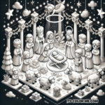 Festive Isometric Nativity Coloring Page