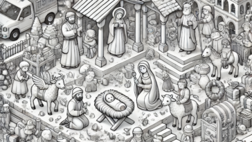 Christmas Nativity Search-and-Color Activity