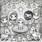 Intricate Christmas Nativity Coloring Page for Kids