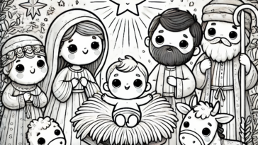 Intricate Christmas Nativity Coloring Page for Kids