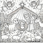 Charming Nativity Scene Coloring Page for Creative Fun