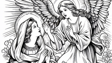 Divine Announcement: Annunciation Coloring Page – Capture the Sacred Moment of Angelic Revelation in this Inspirational Christmas Printable!