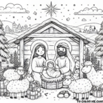 Nativity Scene Coloring Page: Celebrate the Miracle of Christmas with a Beautiful and Heartwarming Printable for All Ages!