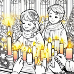 Glowing Traditions: Kids Celebrating Advent with Candles - Printable Coloring Page