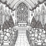 Mass in Colors: A Printable Coloring Page of a Church