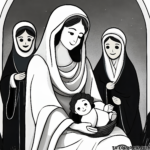 Nativity Joy: Inspiring Coloring Page – Share the Spirit of Christmas with this Printable Masterpiece!