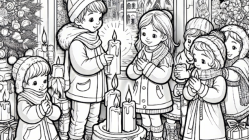 Christmas Prayers: Kids in Reverent Moments Coloring Page – Inspire the Spirit of the Season with this Heartwarming and Joyful Printable!