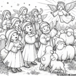 Heavenly News: Annunciation to Shepherds Coloring Page – Witness the Angelic Message in this Enchanting and Inspirational Christmas Printable!