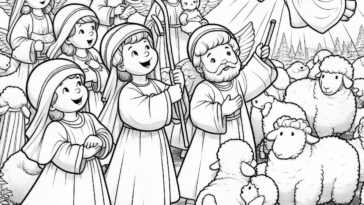 Heavenly News: Annunciation to Shepherds Coloring Page – Witness the Angelic Message in this Enchanting and Inspirational Christmas Printable!