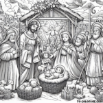 Nativity Elegance: Immerse Yourself in the Beauty of Christmas with this Exquisite Coloring Page – A Heartwarming Celebration of the Holy Night!