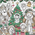 Christmas Saints Harmony: Illuminate Your Festivities with this Inspirational Coloring Page – A Perfect Blend of Faith and Joy!