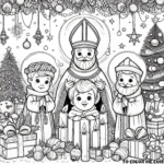 Christmas Saints Delight: Radiant Coloring Page Featuring Holy Figures – A Graceful Blend of Festivity and Faith in One Printable!