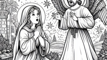 Sacred Annunciation Coloring Page: Embrace the Divine Moment with Our Inspiring and Beautiful Printable for a Meaningful Christmas!