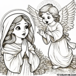 Divine Annunciation Coloring Page: Capture the Reverence of the Angel's Message in this Beautiful and Inspirational Printable!