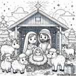 Sacred Nativity Coloring Page: Experience the Wonder of Christmas with Our Captivating and Serene Printable Masterpiece!